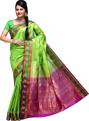 

Ishin Printed Fashion Poly Silk Saree(Green)
