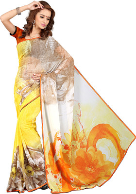 

Khushali Self Design, Printed Fashion Georgette Saree(Yellow, Orange, Multicolor), Multicolor;orange;yellow