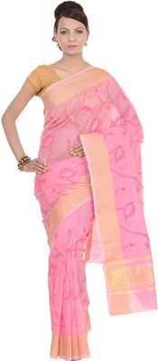 

Kdc Sarees Embroidered Banarasi Handloom Cotton Saree(Pink), Light pink
