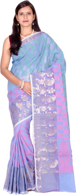 

Chandrakala Self Design Banarasi Cotton Saree(Blue, Gold), Sky blue