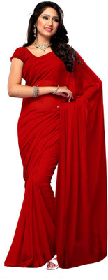

Manthan Solid Daily Wear Georgette Saree(Pack of 2, Red)