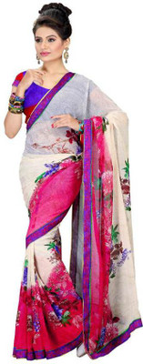 

Ewows Printed Fashion Georgette Saree(White)