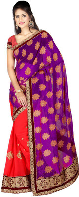 

Desi Butik Embroidered Fashion Jacquard, Chiffon Saree(Multicolor)