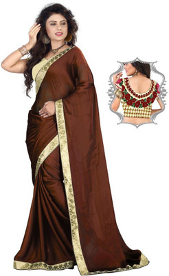 

Stylezone Embroidered Fashion Satin Saree(Brown), Maroon
