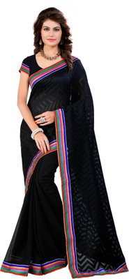 Makeway Self Design Daily Wear Net Saree(Black) Flipkart
