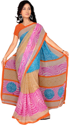 

Khushali Self Design, Printed Fashion Chiffon Saree(Light Blue, Orange, Multicolor), Light blue;multicolor;orange