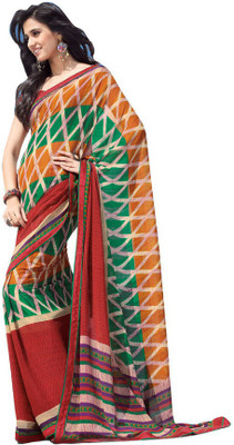 

Indian Wear Online Printed Fashion Pure Chiffon Saree(Multicolor)