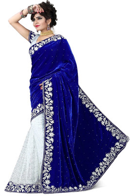 

Reya Embroidered Fashion Velvet Saree(Blue)