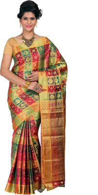 

Mimosa Woven Kanjivaram Art Silk Saree(Red), Maroon