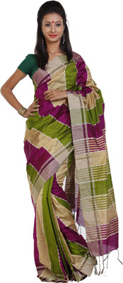 

Sanrocks Global Fashions Printed Tant Cotton Saree(Pink, Green)