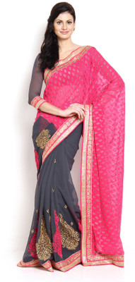

Soch Embroidered Fashion Georgette Saree(Multicolor), Grey;pink