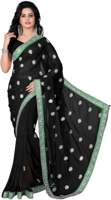 

Vishakha Fashion Embroidered Fashion Georgette Saree(Black)