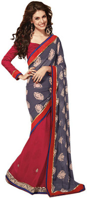 

Indian Wear Online Printed Fashion Pure Chiffon Saree(Black)