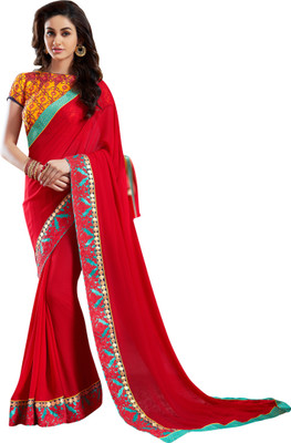 

Brijraj Embellished Fashion Georgette Saree(Red)