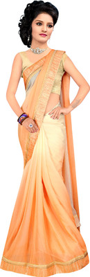 

Divazz Solid Fashion Pure Georgette Saree(Orange, Pink)