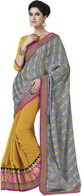

Desi Butik Self Design Fashion Jacquard Saree(Grey)