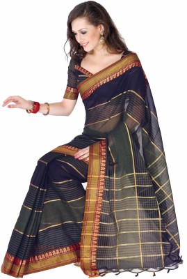 

Ishin Printed Cotton Saree(Blue, Blue and black