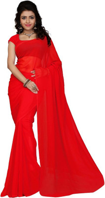 

Surupta Solid Fashion Georgette Saree(Red), Orange red