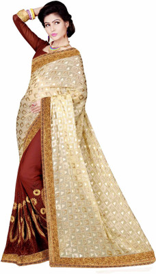 

Aarti Apparels Embroidered Bollywood Chiffon Saree(Beige, Brown
