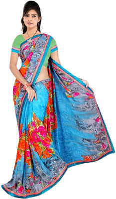 

Indian Wear Online Printed Fashion Georgette Saree(Blue)