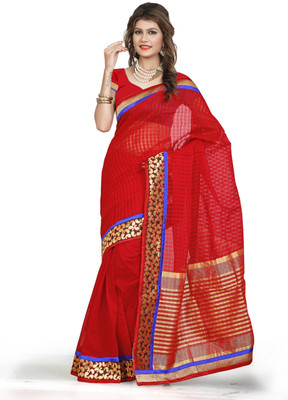 

Weavedeal Embellished Banarasi Art Silk Saree(Red)