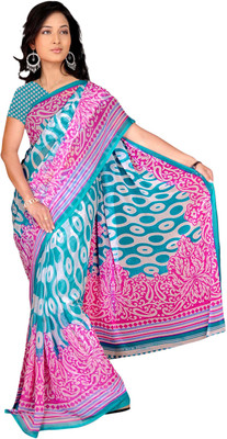 

Vardan Prints Printed Bollywood Chiffon Saree(Pink, Blue), Blue;pink
