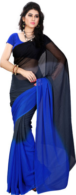 

Diva Fashion-Surat Printed Daily Wear Handloom Georgette Saree(Black, Blue)