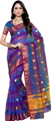 

Mimosa Woven Kanjivaram Cotton Saree(Multicolor, Voilet