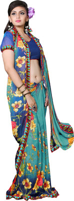 

Lovely Look Printed Daily Wear Georgette Saree(Green, Multicolor), Rama&multi