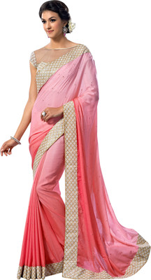 

Brijraj Embellished Fashion Georgette, Silk Saree(Pink)