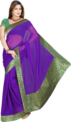 

Ishin Embroidered Fashion Chiffon Saree(Purple)