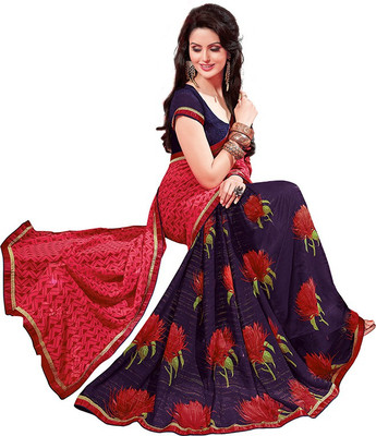 

PSHOPEE Floral Print Fashion Chiffon Saree(Red)