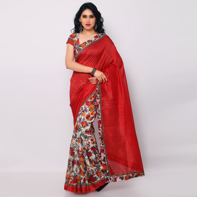 

Poornathava Printed Fashion Art Silk Saree(Red)