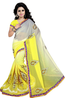 

Party Wear Dresses Embroidered Fashion Georgette Saree(Yellow)