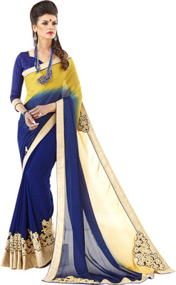 

Khushali Self Design, Embroidered, Embellished Fashion Georgette, Jacquard Saree(Multicolor, Blue), Blue;multicolor