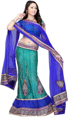 

JTInternational Self Design Fashion Net Saree(Blue)