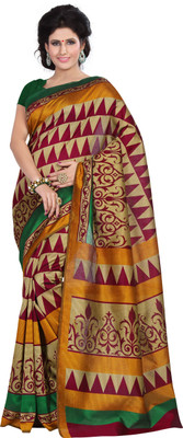 

JTInternational Printed Bhagalpuri Silk Saree(Multicolor)