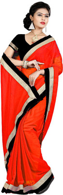 

Indian Wear Online Solid Fashion Chiffon Saree(Red)