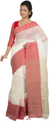 

Monidipa Self Design Fashion Cotton Saree(White)