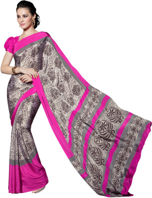 

Khoobee Self Design, Printed Fashion Crepe Saree(Grey, Multicolor)