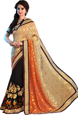 

Khushali Self Design, Embellished, Embroidered Fashion Georgette Saree(Black, Beige, Orange, Pink), Beige;black;orange;pink