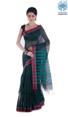 

Tantuja Woven Tangail Silk Saree(Black)