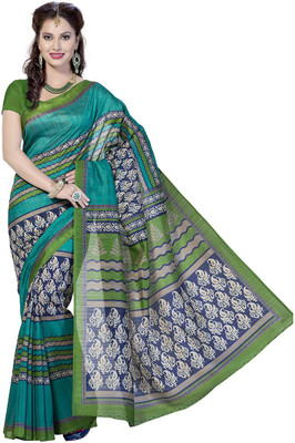 

Rani Saahiba Geometric Print Bhagalpuri Art Silk Saree(Light Blue)