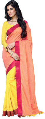 

M.S.Retail Printed Fashion Handloom Cotton Saree(Orange, Yellow)