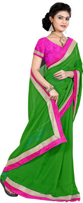 

Indian Wear Online Solid Fashion Chiffon Saree(Green)
