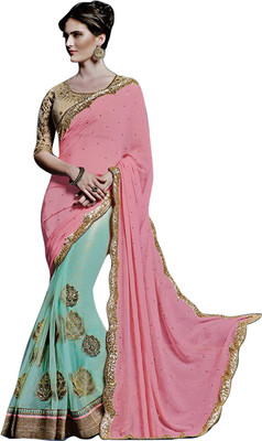 

Limozine Creation Embroidered Fashion Net Saree(Pink), Light pink