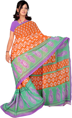 

Jiya Self Design, Printed Daily Wear Georgette Saree(Orange, Multicolor), Orange;multi