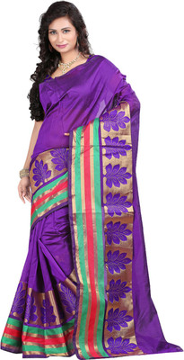 

Sanju Sarees Self Design Banarasi Banarasi Silk Saree(Blue), Purple