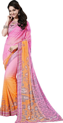 

Jiya Self Design, Printed Fashion Georgette Saree(Pink, Orange, Multicolor), Multicolor;orange;pink
