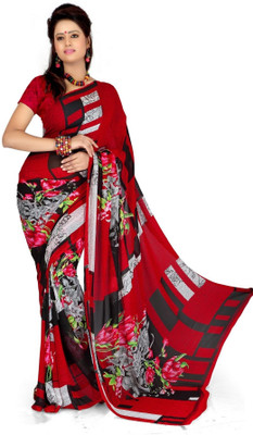 

Cenizas Printed Fashion Chiffon Saree(Multicolor), Red